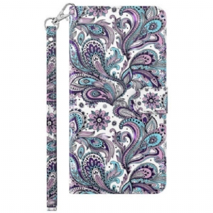 Etui Folio do Samsung Galaxy S23 Plus 5G z Łańcuch Pasiasty Wzór Paisley