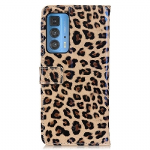 Etui Folio do Motorola Edge 20 Pro Classic Faux Leather Leopard Style