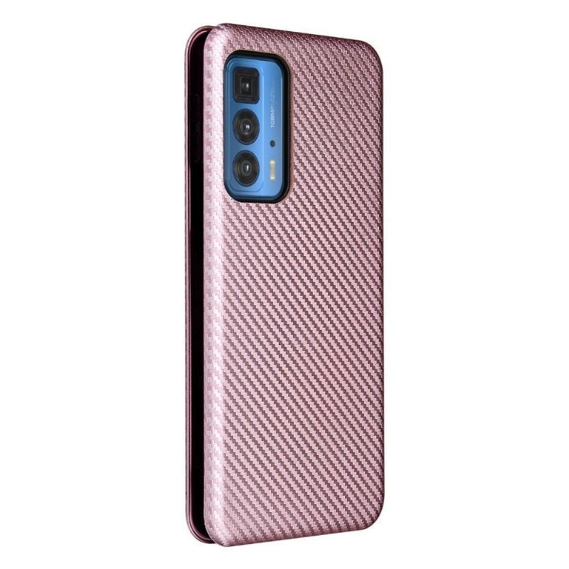 Etui Folio do Motorola Edge 20 Pro Classic Skóra Ekologiczna Z Włókna Węglowego