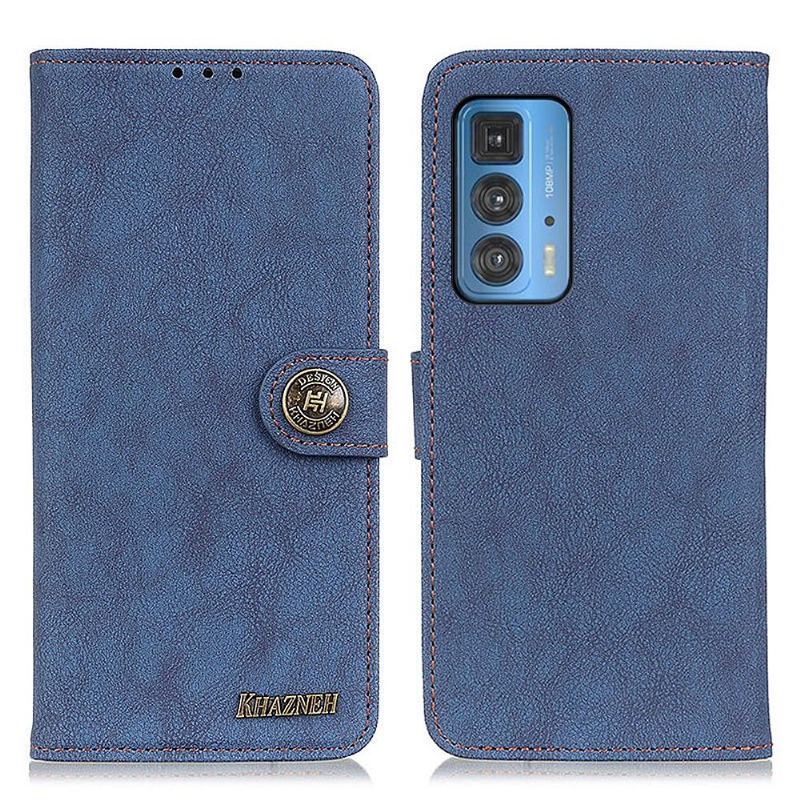 Etui Folio do Motorola Edge 20 Pro Khazneh Efekt Skóry Retro