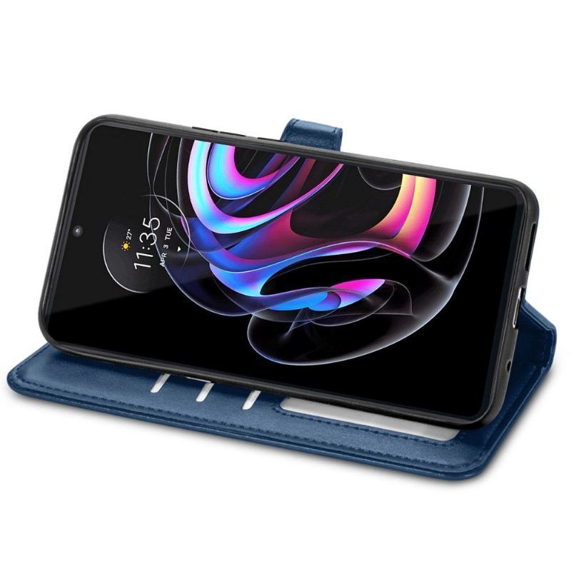 Etui Folio do Motorola Edge 20 Pro Obrzeża Indila Etui Na Karty Ze Sztucznej Skóry