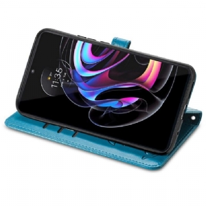 Etui Folio do Motorola Edge 20 Pro Skórzane Tłoczone Zwierzęta