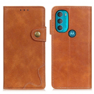 Etui Folio do Moto G71 5G Artystyczny Guzik Do Szycia