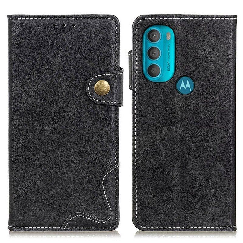 Etui Folio do Moto G71 5G Artystyczny Guzik Do Szycia