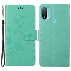 Etui Folio do Moto G71 5G Azjatyckie Motyle I Kwiaty