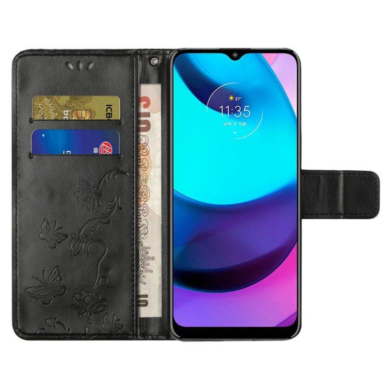 Etui Folio do Moto G71 5G Azjatyckie Motyle I Kwiaty