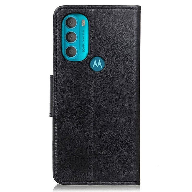 Etui Folio do Moto G71 5G Dwustronne Zapięcie Z Efektem Skóry