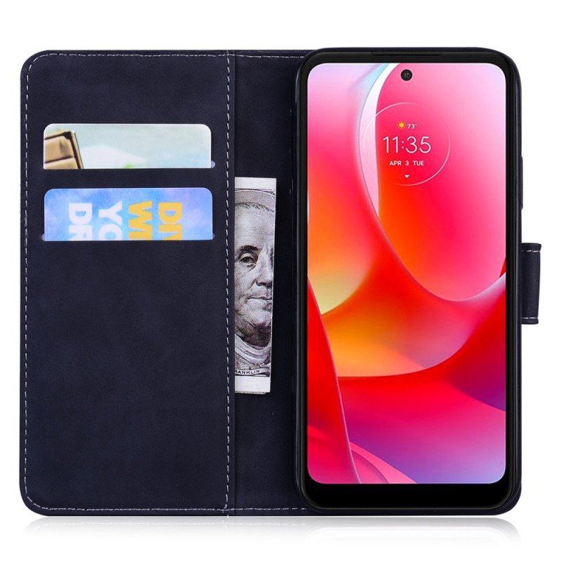 Etui Folio do Moto G71 5G Nadruk Twarzy Tygrysa