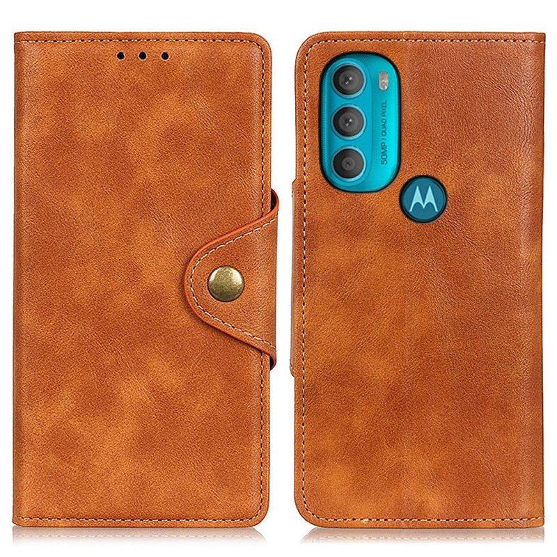 Etui Folio do Moto G71 5G Vintage Sztuczna Skóra I Guzik