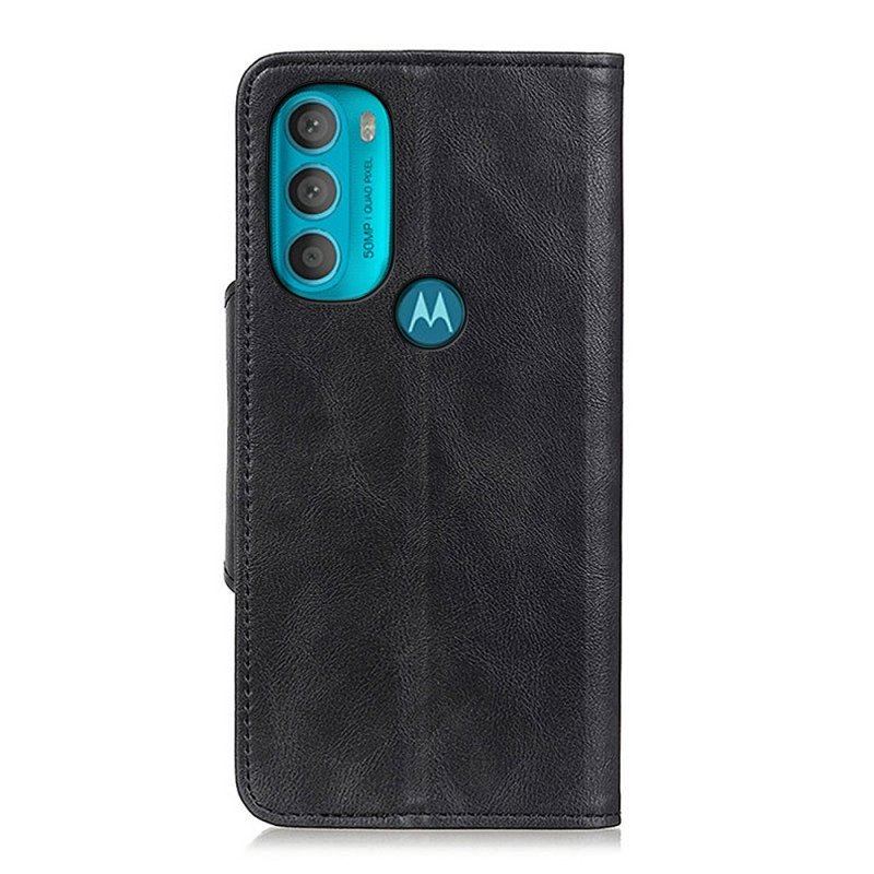 Etui Folio do Moto G71 5G Vintage Sztuczna Skóra I Guzik