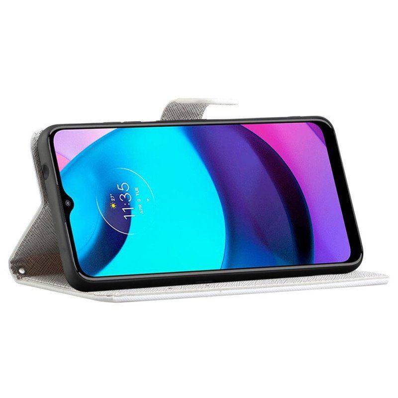 Etui Folio do Moto G71 5G z Łańcuch Koty Dostawcze Ze Stringami