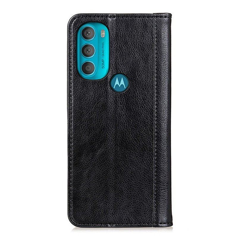 Etui Na Telefon do Moto G71 5G Etui Folio Elegancka Dwoina Skóry Liczi