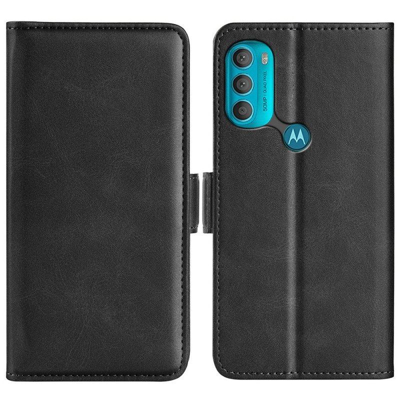 Skórzany Futerał do Moto G71 5G Etui Folio Podwójna Klapa