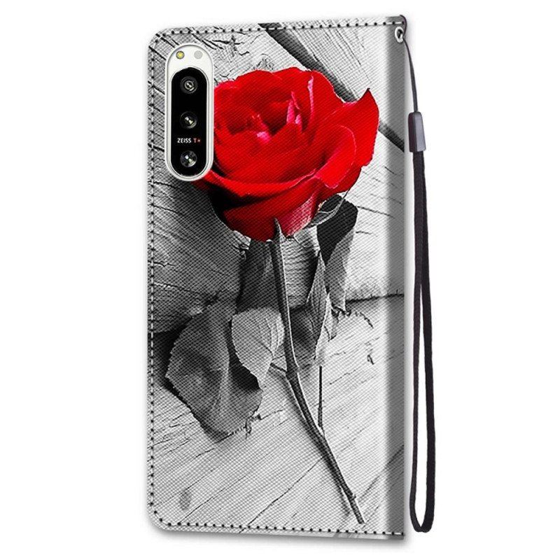 Etui Folio do Sony Xperia 5 IV Kwiatowy Z Paskiem