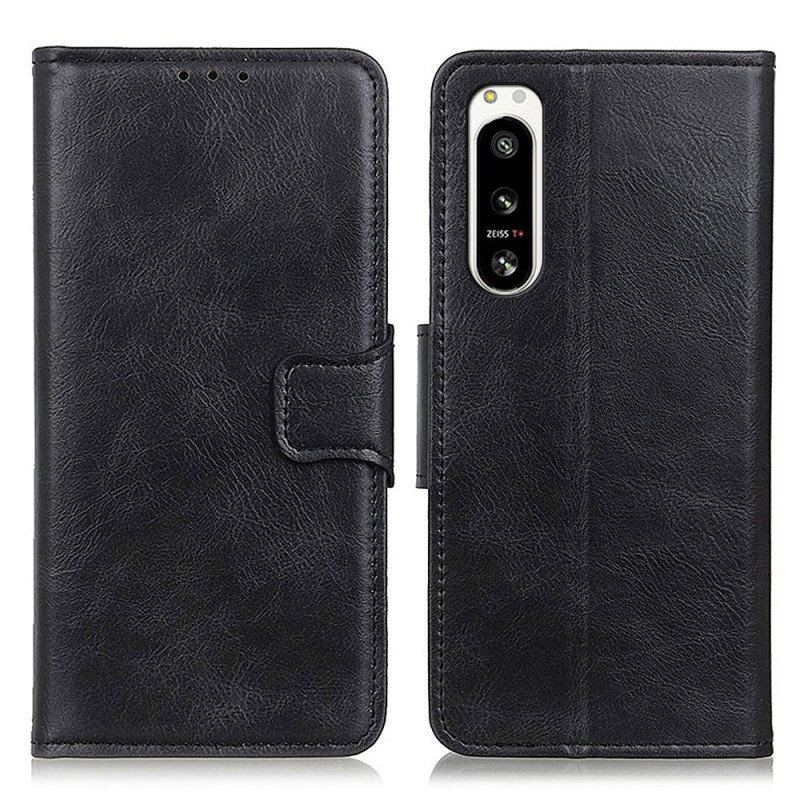 Etui Folio do Sony Xperia 5 IV Stylowe Skórzane Zapięcie Dwustronne