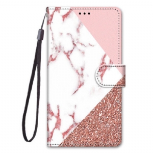 Etui Folio do Sony Xperia 5 IV Trójkąt Z Marmuru I Brokatu