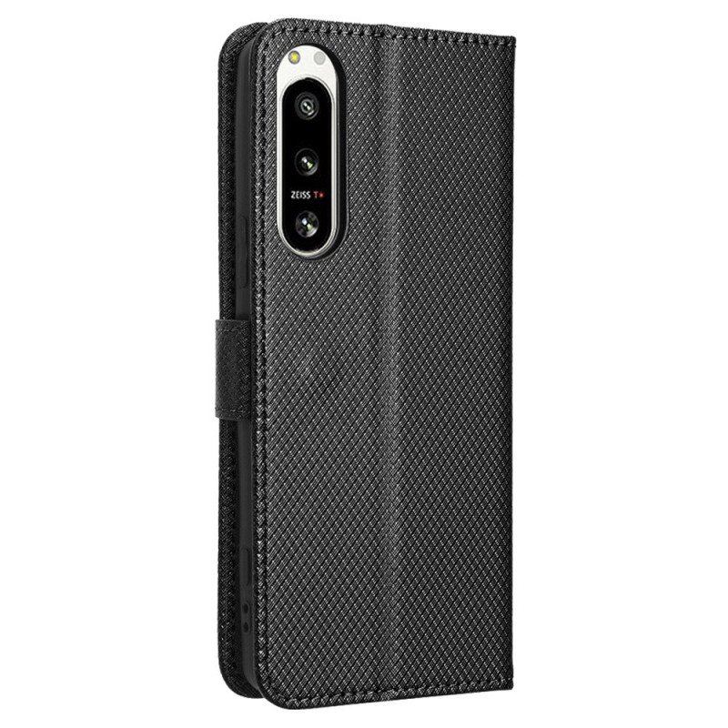 Etui Folio do Sony Xperia 5 IV z Łańcuch Pasek Ze Sztucznej Skóry