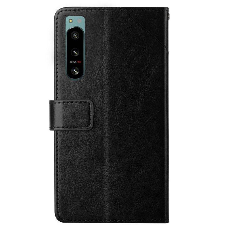 Etui Folio do Sony Xperia 5 IV z Łańcuch Wzór W Paski Y