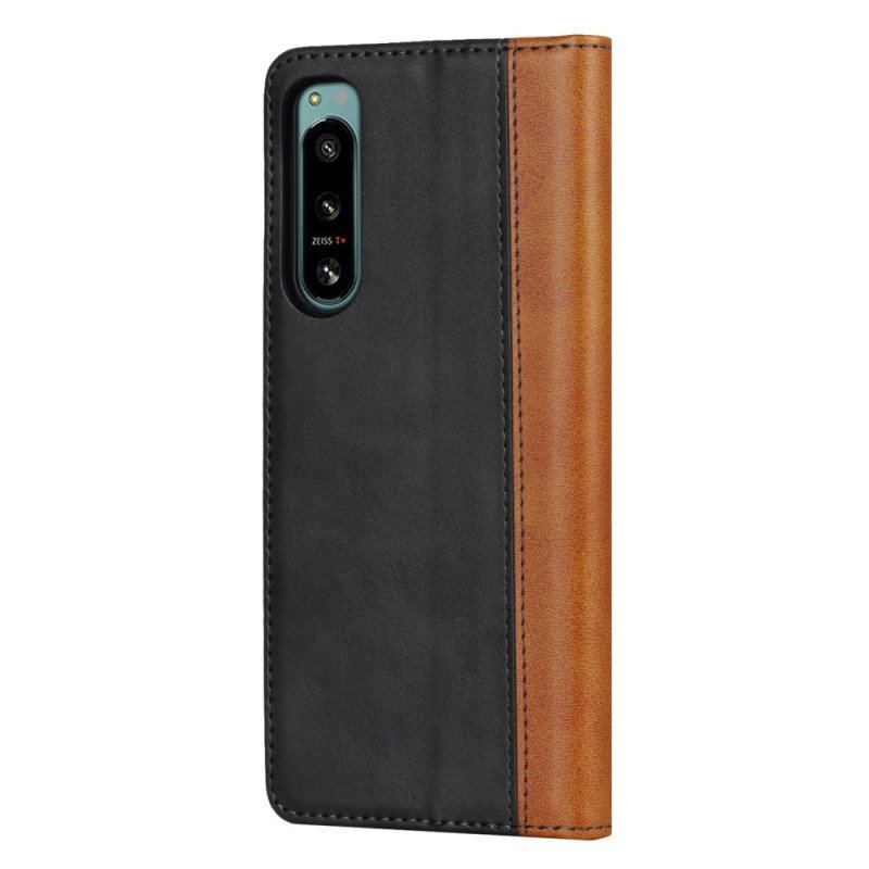 Etui Na Telefon do Sony Xperia 5 IV Etui Folio Dwukolorowy Efekt Skóry