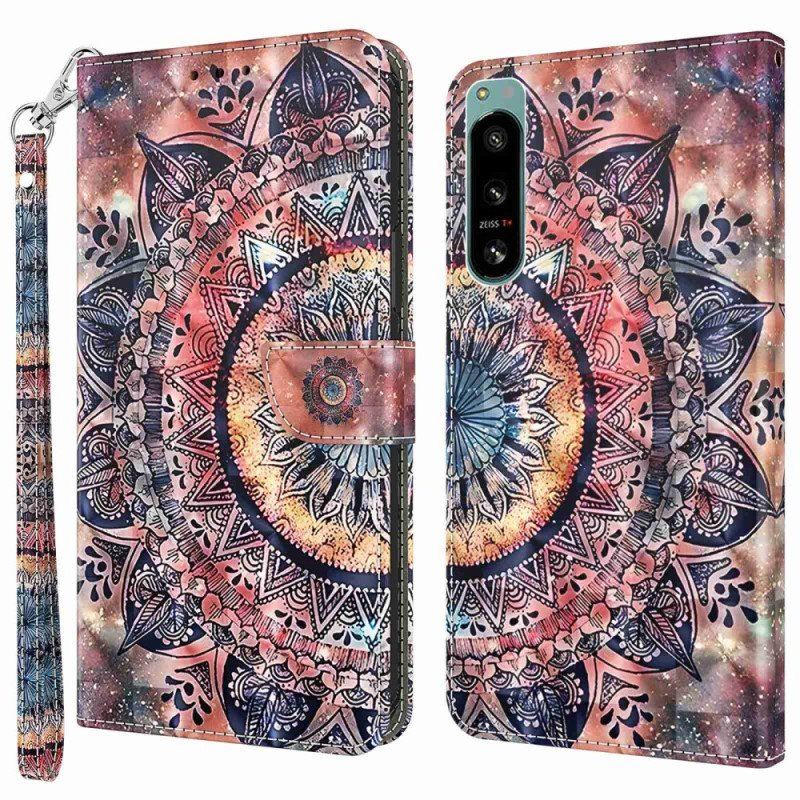 Obudowa Etui Na Telefon do Sony Xperia 5 IV z Łańcuch Kolorowa Mandala Z Paskami