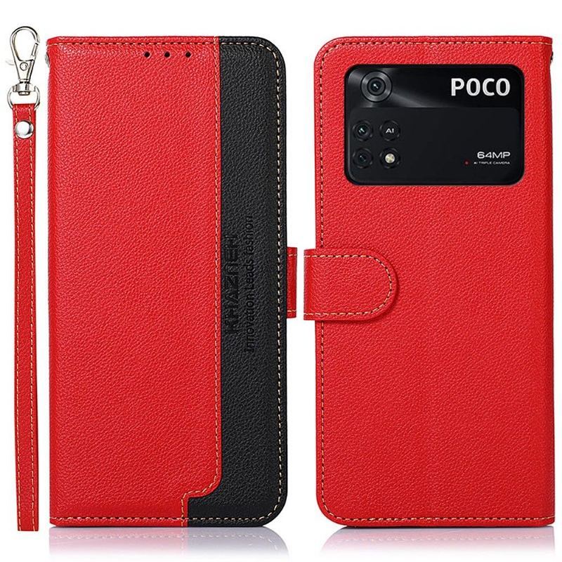 Etui Folio do Poco M4 Pro 4G Khazneh Odsłonięte Szwy