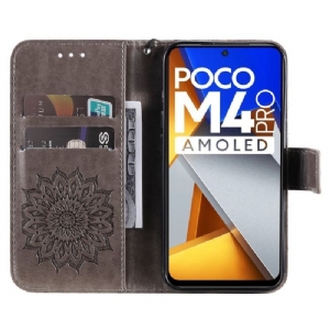 Etui Folio do Poco M4 Pro 4G Obrzeża z Łańcuch Słonecznik