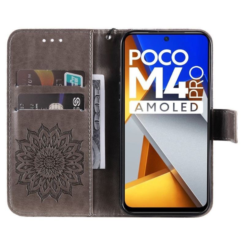 Etui Folio do Poco M4 Pro 4G Obrzeża z Łańcuch Słonecznik