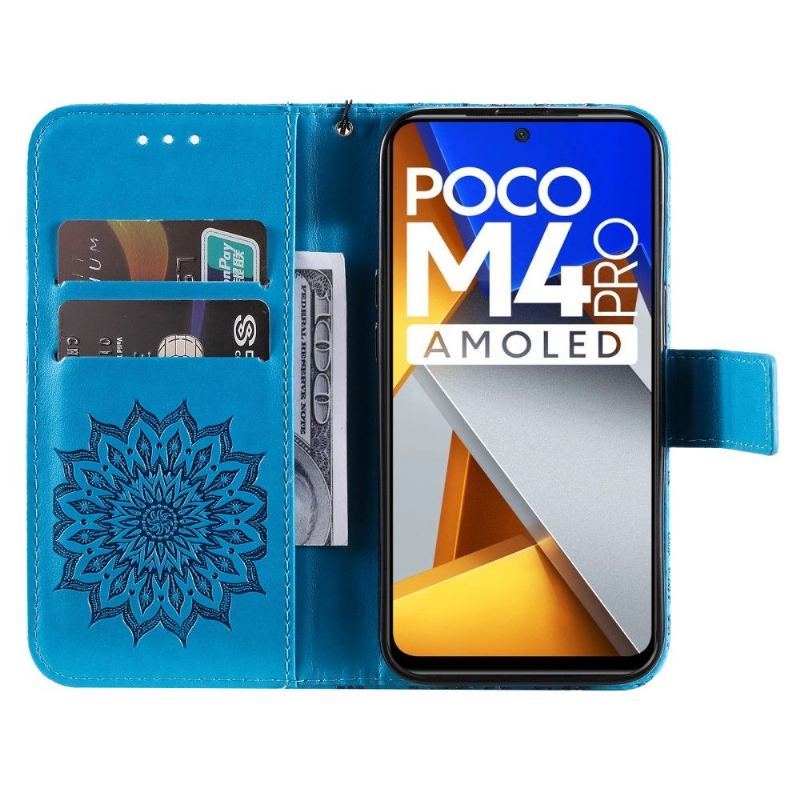 Etui Folio do Poco M4 Pro 4G Obrzeża z Łańcuch Słonecznik