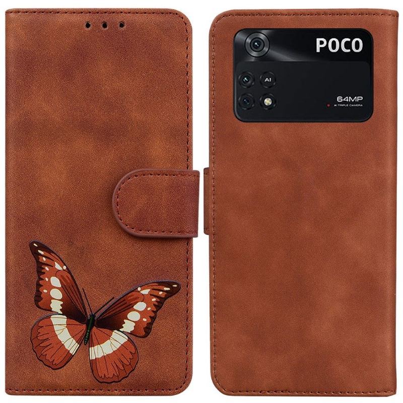 Etui Folio do Poco M4 Pro 4G Etui Ochronne Kolorowa Ochrona Motyla