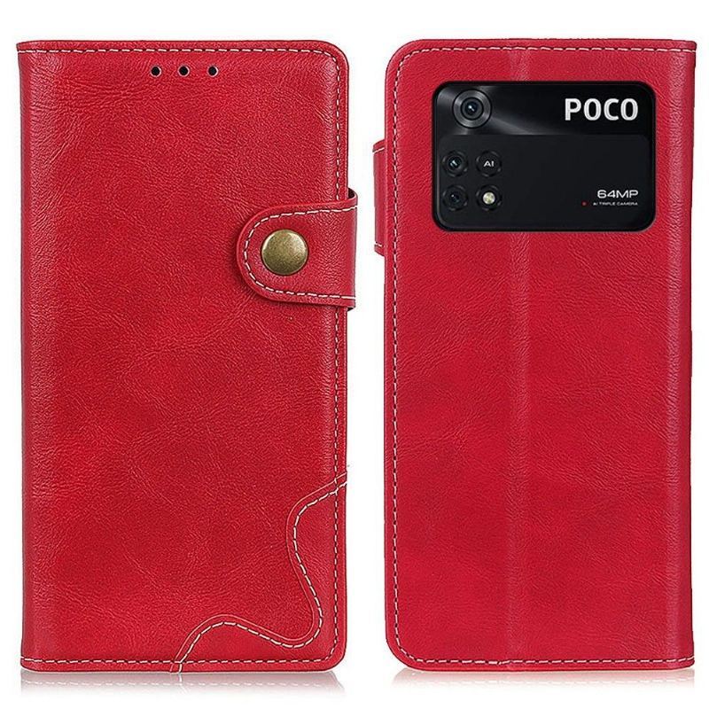 Etui Folio do Poco M4 Pro 4G S Kształt Odsłonięte Szwy