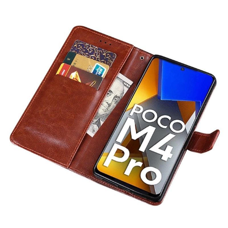 Etui Folio do Poco M4 Pro 4G Skórzany Futerał Idewei Folio Efekt Skóry