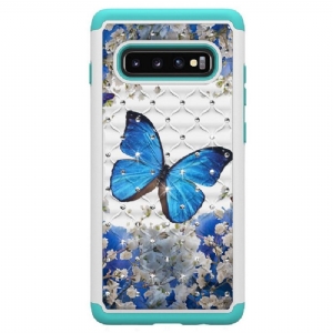 Etui do Samsung Galaxy S10 Plus Odporny Na Wstrząsy Niebieski Motyl