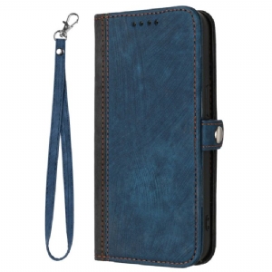 Etui Folio Motorola Edge 50 Pro Dwukolorowy Efekt Zamszu Z Paskiem Etui Ochronne