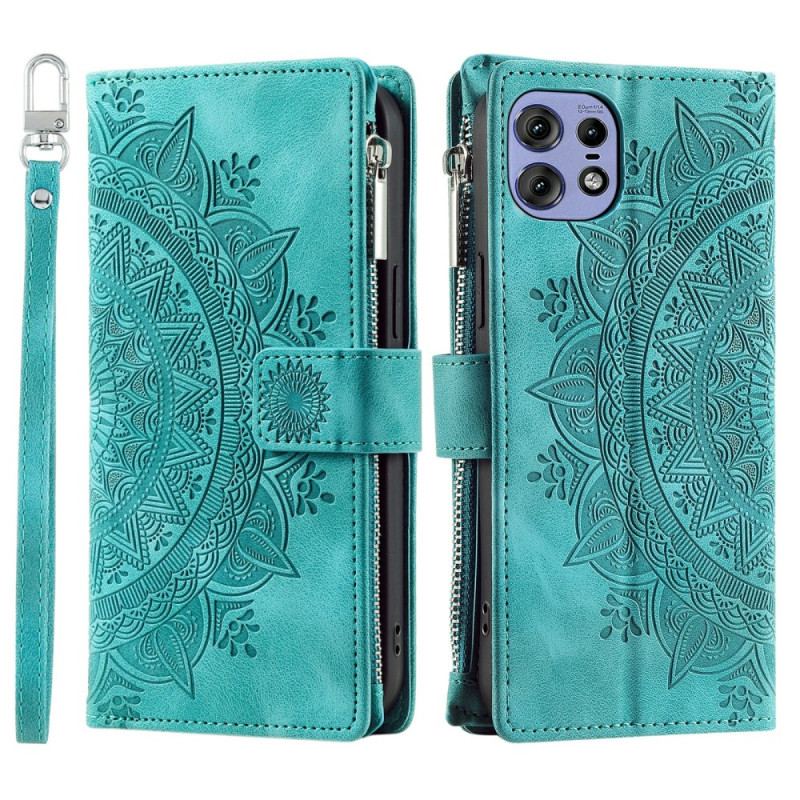 Etui Folio Motorola Edge 50 Pro Mandala Z Efektem Zamszu Z Paskiem