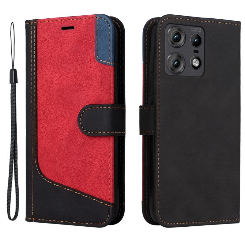 Etui Folio Motorola Edge 50 Pro Trójkolorowy Z Paskiem Etui Ochronne