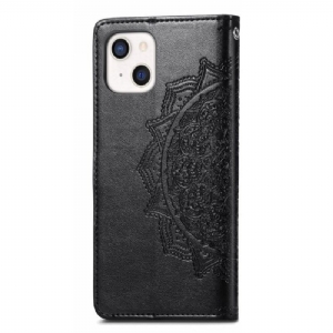 Etui Folio do iPhone 13 Mini Classic Mandala Relief Faux Leather