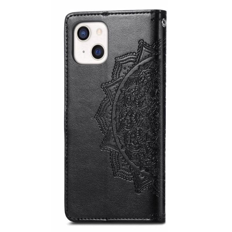 Etui Folio do iPhone 13 Mini Classic Mandala Relief Faux Leather