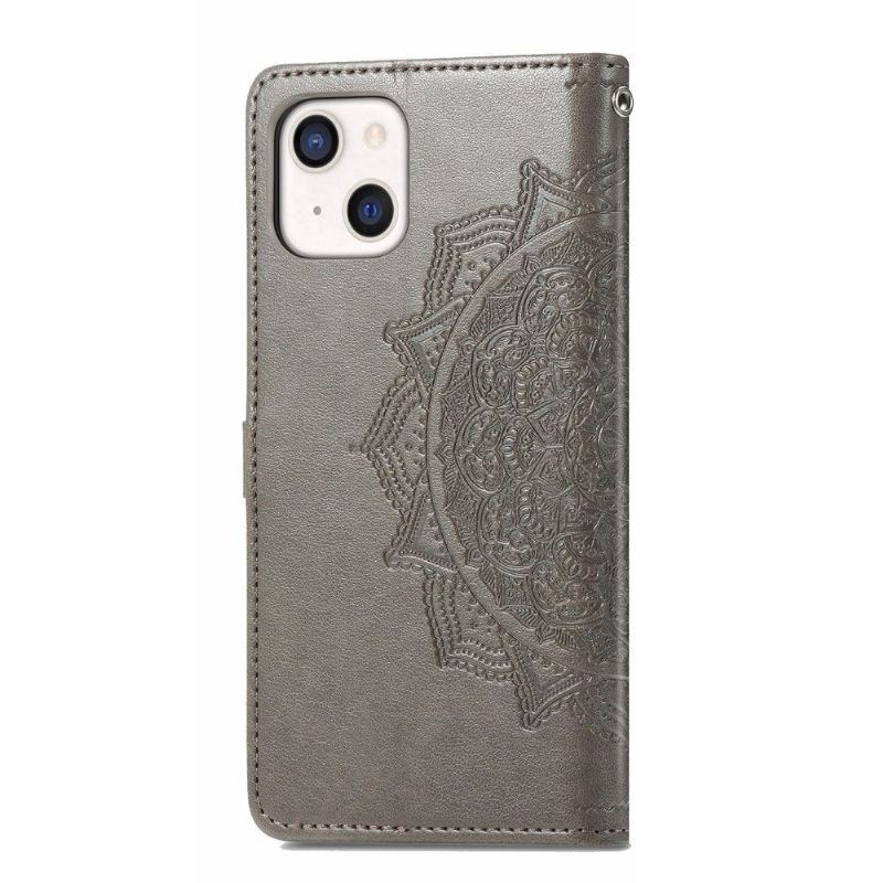 Etui Folio do iPhone 13 Mini Classic Mandala Relief Faux Leather