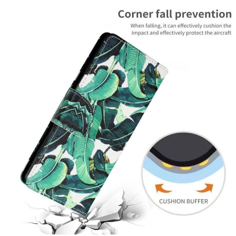 Etui Folio do iPhone 13 Mini Obrzeża Liście Bananowe