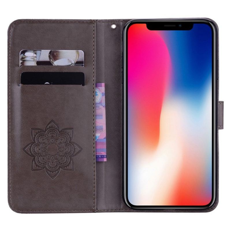 Etui Folio do iPhone 13 Mini Wytłaczana Sowa