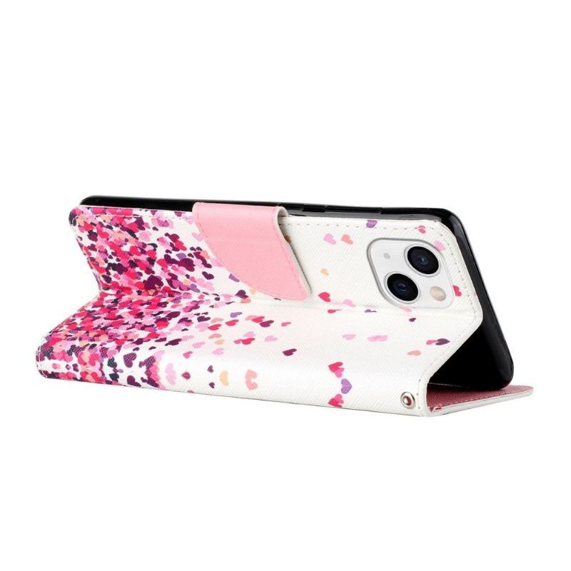 Etui Folio do iPhone 13 Mini Wzory Serca