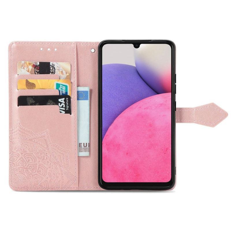 Etui Folio do Samsung Galaxy A33 5G Obrzeża Mandala Relief Faux Leather