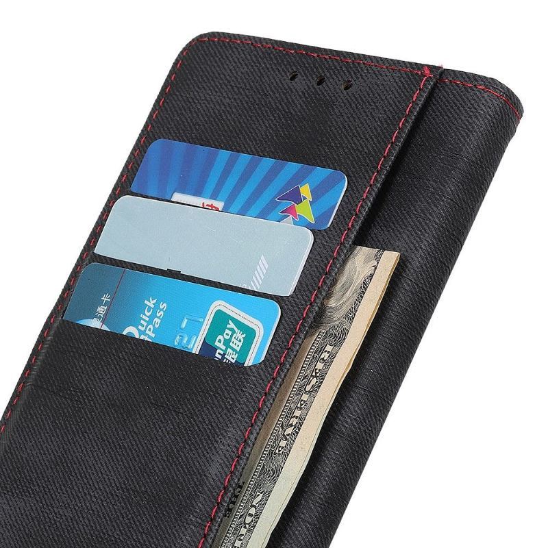 Etui Folio do Samsung Galaxy S20 Ultra Tapicerka Z Tkaniny Ze Szwami