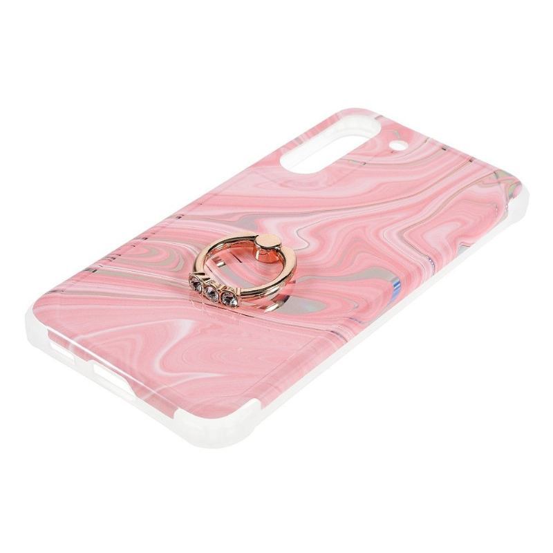 Etui do Samsung Galaxy S22 5G Biznes Marble Z Obrotowym Pierścieniem