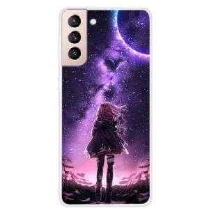 Etui do Samsung Galaxy S22 5G Dziewczyna W Pełni Księżyca Ilustracja