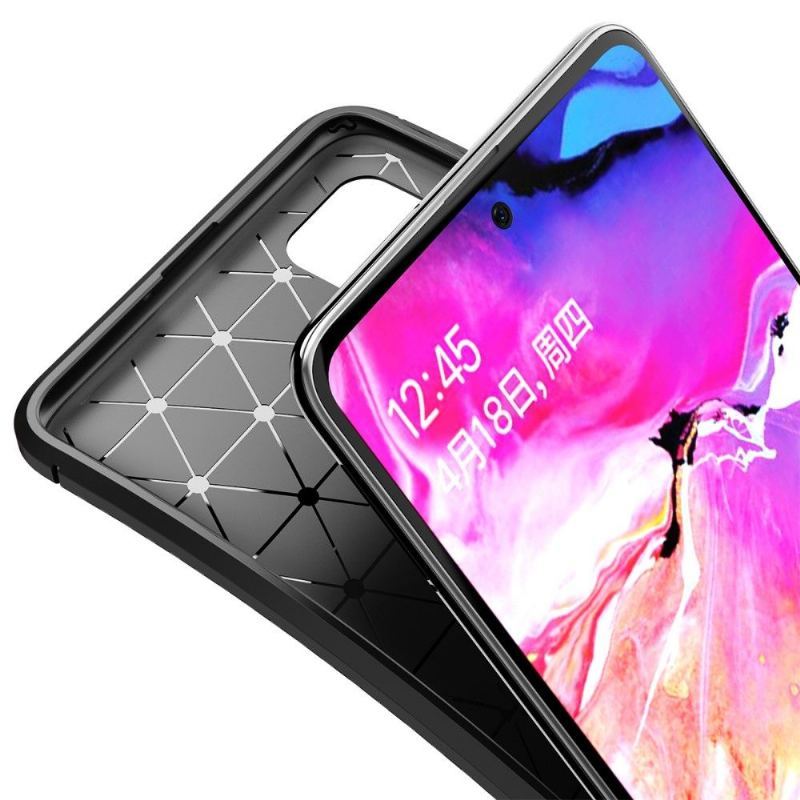 Etui do Samsung Galaxy A71 Anti-fall Style Włókno Węglowe W Żelu