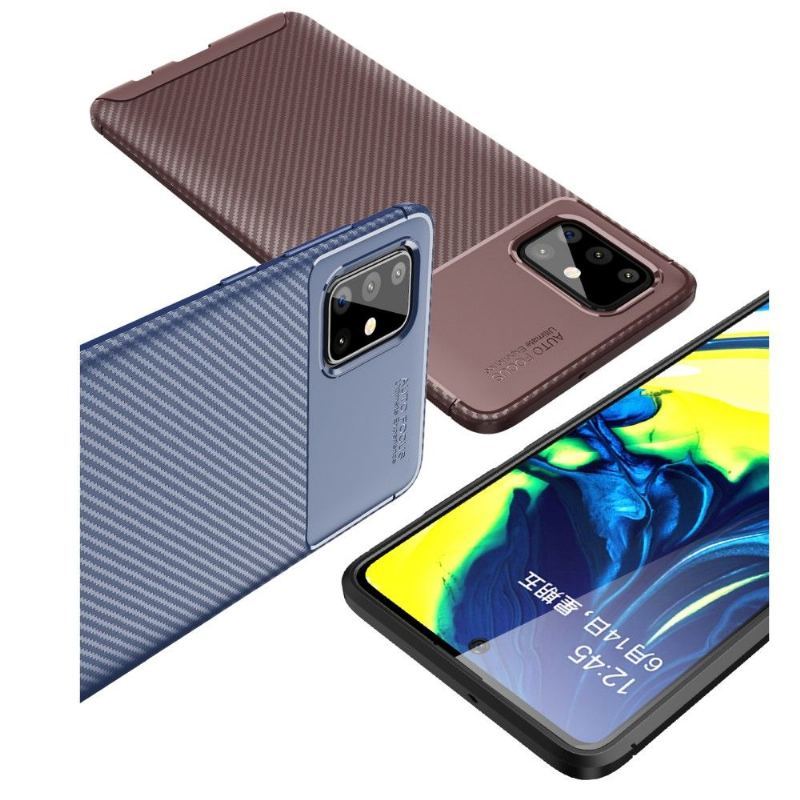 Etui do Samsung Galaxy A71 Anti-fall Style Włókno Węglowe W Żelu