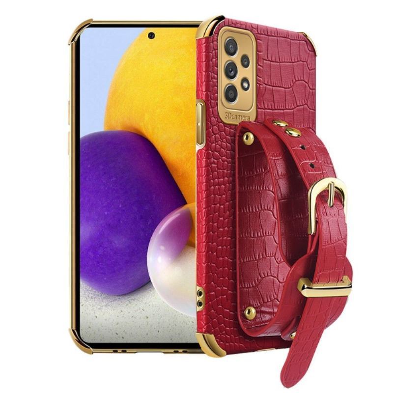 Etui do Samsung Galaxy A53 5G Biznes Croc Effect Z Paskiem