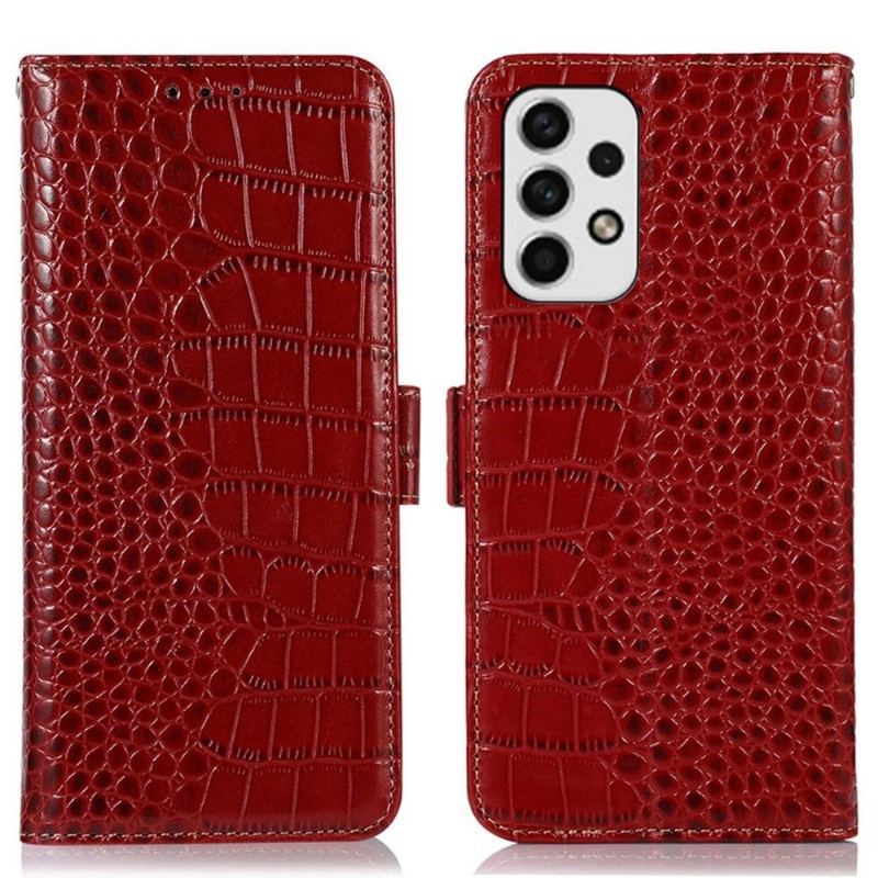 Etui Folio do Samsung Galaxy A53 5G Croco Look Z Prawdziwej Skóry