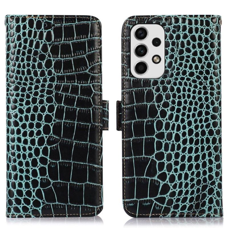 Etui Folio do Samsung Galaxy A53 5G Croco Look Z Prawdziwej Skóry